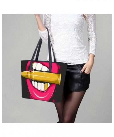 Womens Handbag Lipstick Lip Leather Tote Bag Top Handle Satchel Bags For Lady $15.05 Totes