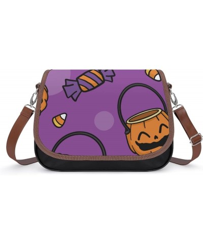 Printed Crossbody Bags Women City Leather Shoulder Bag Satchel Hobo Bags Trendy Purple Pumpkin Lantern Color5 $28.49 Hobo Bags