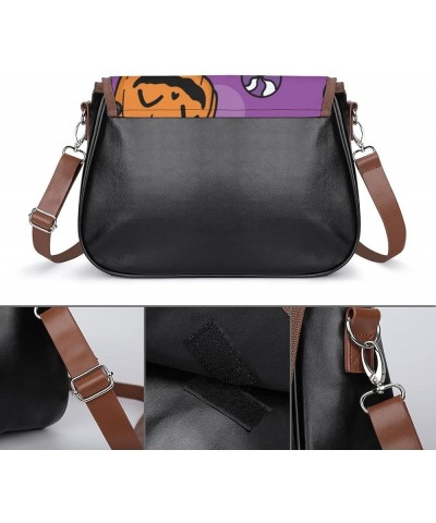 Printed Crossbody Bags Women City Leather Shoulder Bag Satchel Hobo Bags Trendy Purple Pumpkin Lantern Color5 $28.49 Hobo Bags