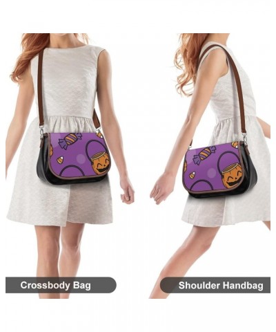 Printed Crossbody Bags Women City Leather Shoulder Bag Satchel Hobo Bags Trendy Purple Pumpkin Lantern Color5 $28.49 Hobo Bags