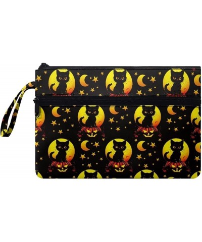 Women's Handbags with Wrist Strap Credit Card Holder Travel Organizer Wallet Lightweight Cosmetic Bag Moon and Black Cats $9....