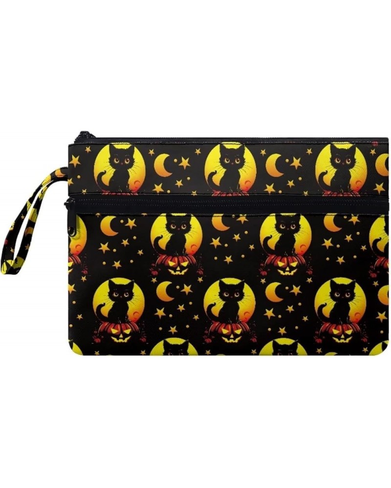 Women's Handbags with Wrist Strap Credit Card Holder Travel Organizer Wallet Lightweight Cosmetic Bag Moon and Black Cats $9....