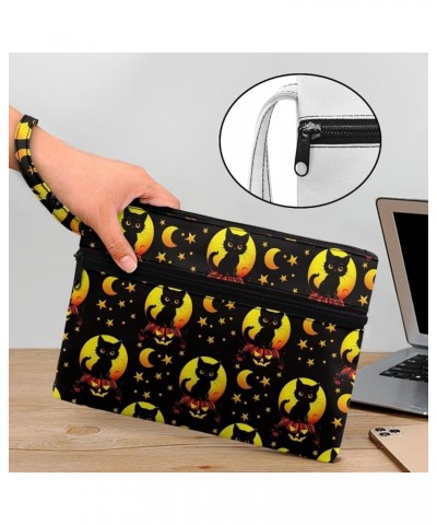 Women's Handbags with Wrist Strap Credit Card Holder Travel Organizer Wallet Lightweight Cosmetic Bag Moon and Black Cats $9....