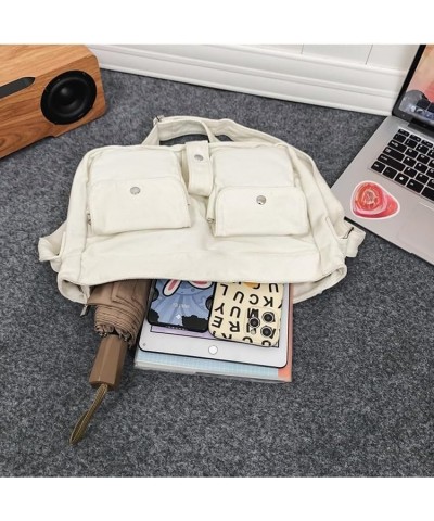 Canvas Tote Bag with Multiple Pockets Large Hobo Bag Crossbody Shoulder Bag Top Handle Handbag for Women and Men Light Brown ...