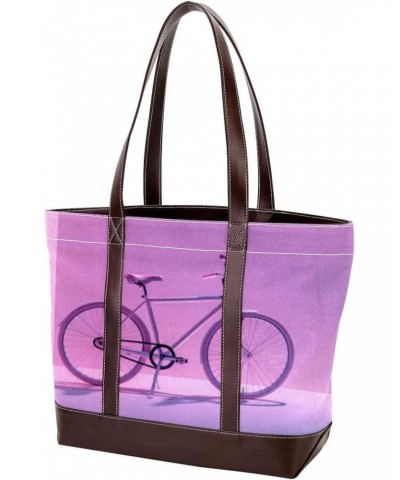 The Tote Bag For Women,Tote Bag With Zipper,Canvas Tote Bag,Bike Pink Pattern Handbags $19.14 Totes