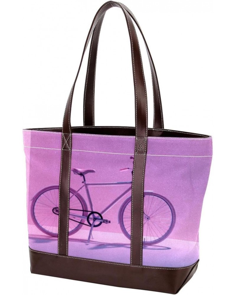 The Tote Bag For Women,Tote Bag With Zipper,Canvas Tote Bag,Bike Pink Pattern Handbags $19.14 Totes