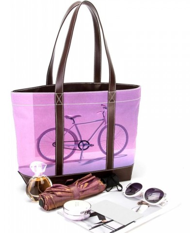 The Tote Bag For Women,Tote Bag With Zipper,Canvas Tote Bag,Bike Pink Pattern Handbags $19.14 Totes