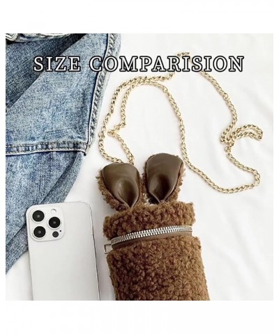 Cute Bucket Crossbody Bag for Women Girls Mini Furry Purse Handbags Fuzzy Designer Shoulder Bag Rabbit Ears Khaki $10.32 Shou...