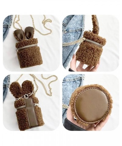 Cute Bucket Crossbody Bag for Women Girls Mini Furry Purse Handbags Fuzzy Designer Shoulder Bag Rabbit Ears Khaki $10.32 Shou...