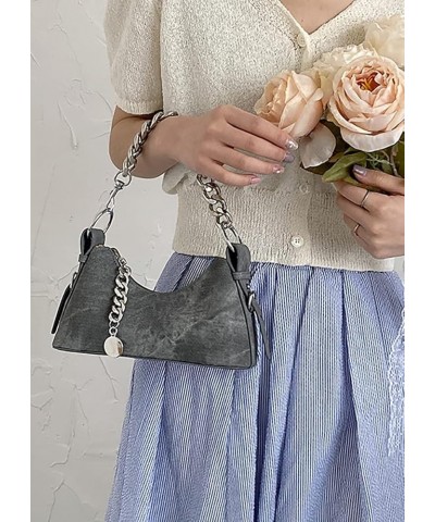 Denim Hobo Bag for Women Shoulder Crossbody Bag Small Totes Retro Handbag Purse Top Handle Bag with Chain Gray $15.99 Totes