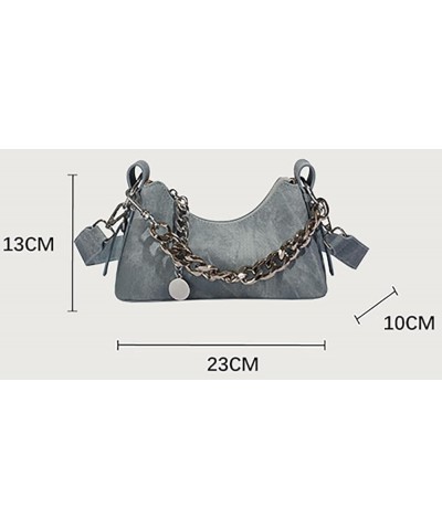 Denim Hobo Bag for Women Shoulder Crossbody Bag Small Totes Retro Handbag Purse Top Handle Bag with Chain Gray $15.99 Totes