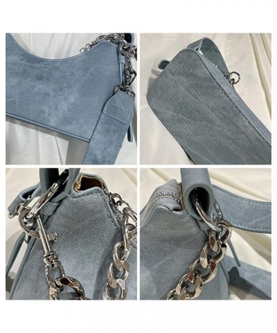 Denim Hobo Bag for Women Shoulder Crossbody Bag Small Totes Retro Handbag Purse Top Handle Bag with Chain Gray $15.99 Totes