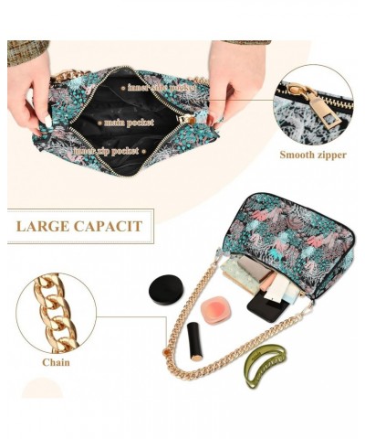 Mushrooms on Pink Leopard Woman Purse Gold Chain Shoulder Bag with Zipper Creative Artistic Floral $13.64 Shoulder Bags