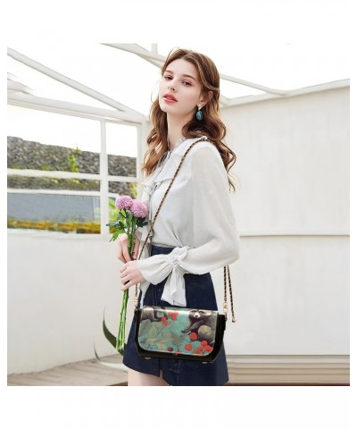 Cute Raccoons Leather Crossbody Bag for Women Small Handbag with Chain Strap, Flip-Top Crossbody Purse $21.19 Crossbody Bags