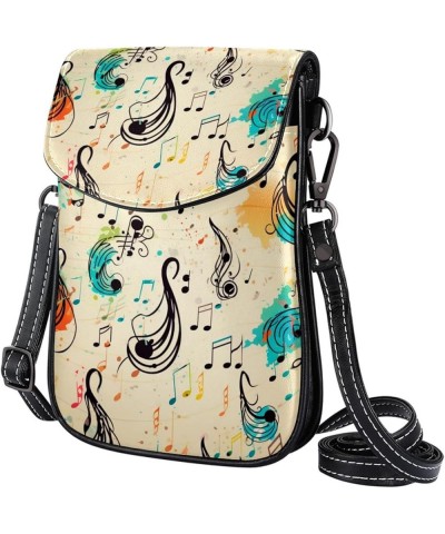 Classic PU Leather Phone Bag - Durable Cell Phone Wallet, Convenient Crossbody Purse Music Notes Floral Multicoloured2 $10.40...