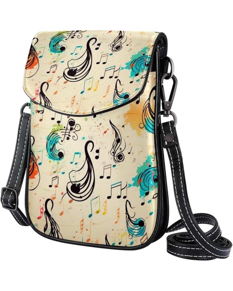 Classic PU Leather Phone Bag - Durable Cell Phone Wallet, Convenient Crossbody Purse Music Notes Floral Multicoloured2 $10.40...