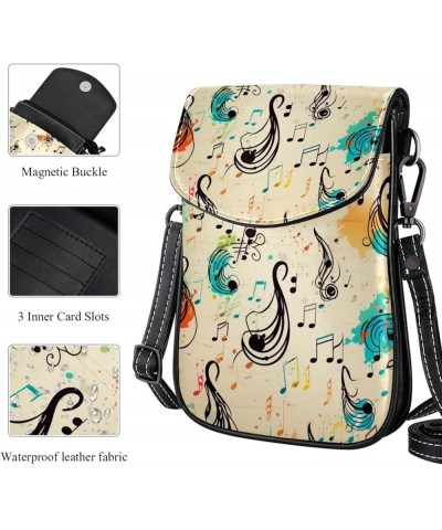 Classic PU Leather Phone Bag - Durable Cell Phone Wallet, Convenient Crossbody Purse Music Notes Floral Multicoloured2 $10.40...