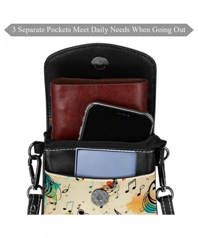 Classic PU Leather Phone Bag - Durable Cell Phone Wallet, Convenient Crossbody Purse Music Notes Floral Multicoloured2 $10.40...