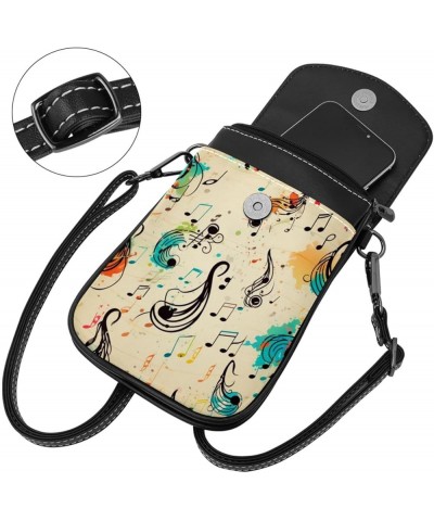 Classic PU Leather Phone Bag - Durable Cell Phone Wallet, Convenient Crossbody Purse Music Notes Floral Multicoloured2 $10.40...