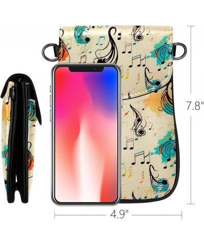 Classic PU Leather Phone Bag - Durable Cell Phone Wallet, Convenient Crossbody Purse Music Notes Floral Multicoloured2 $10.40...