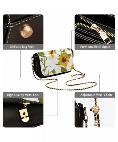 Sunflower Leaves White Crossbody bags for Women Small Crossbody Purses with Chain Strap Cross Body Bag Cell Phone Purse for W...