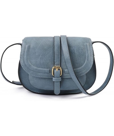 Crossbody Bags for Women,Small Saddle Purse and Boho Cross Body Handbags,Vegan Leather Light Blue $16.23 Crossbody Bags