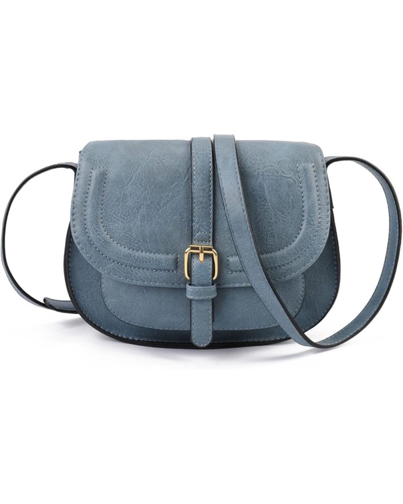 Crossbody Bags for Women,Small Saddle Purse and Boho Cross Body Handbags,Vegan Leather Light Blue $16.23 Crossbody Bags