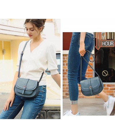 Crossbody Bags for Women,Small Saddle Purse and Boho Cross Body Handbags,Vegan Leather Light Blue $16.23 Crossbody Bags