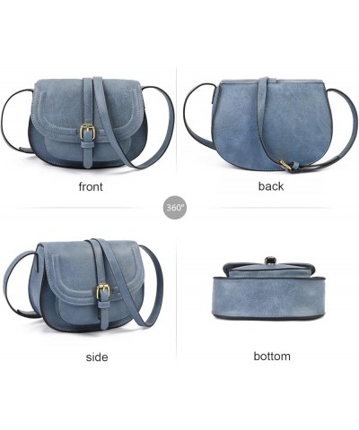 Crossbody Bags for Women,Small Saddle Purse and Boho Cross Body Handbags,Vegan Leather Light Blue $16.23 Crossbody Bags