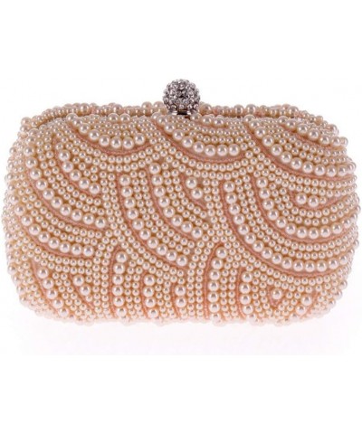 Chain Shoulder Bag Handbags Pearl Diamonds Wedding Purse Beaded Women Day Clutch Evening Bags Champagn $41.72 Evening Bags