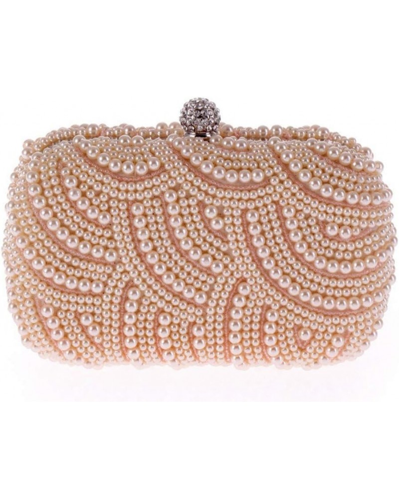 Chain Shoulder Bag Handbags Pearl Diamonds Wedding Purse Beaded Women Day Clutch Evening Bags Champagn $41.72 Evening Bags