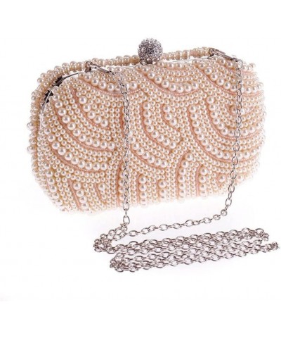 Chain Shoulder Bag Handbags Pearl Diamonds Wedding Purse Beaded Women Day Clutch Evening Bags Champagn $41.72 Evening Bags