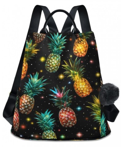 Pineapples on Dark Background Backpack Purse for Women Travel Casual Daypack College Bookbag Work Business Ladies Shoulder Ba...