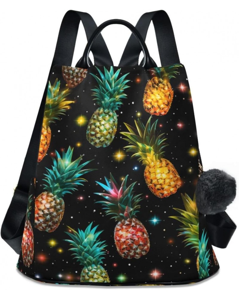 Pineapples on Dark Background Backpack Purse for Women Travel Casual Daypack College Bookbag Work Business Ladies Shoulder Ba...