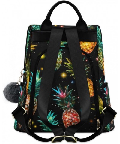 Pineapples on Dark Background Backpack Purse for Women Travel Casual Daypack College Bookbag Work Business Ladies Shoulder Ba...