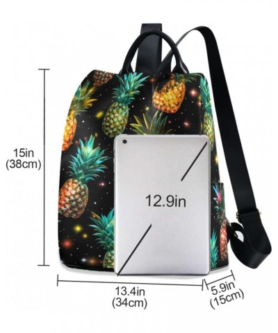 Pineapples on Dark Background Backpack Purse for Women Travel Casual Daypack College Bookbag Work Business Ladies Shoulder Ba...