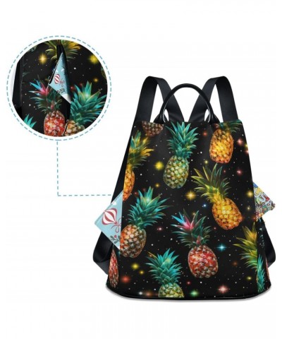 Pineapples on Dark Background Backpack Purse for Women Travel Casual Daypack College Bookbag Work Business Ladies Shoulder Ba...