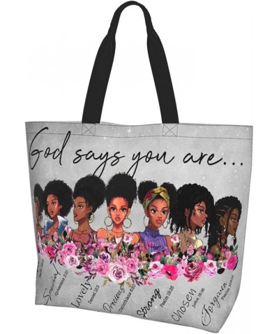 Afro Women Tote Bags African American Shoulder Bag Black Women Satchel Handbags For Shopping Work Grocery Gym Black Women $16...