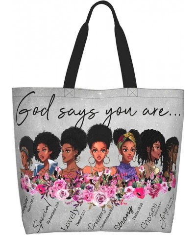 Afro Women Tote Bags African American Shoulder Bag Black Women Satchel Handbags For Shopping Work Grocery Gym Black Women $16...