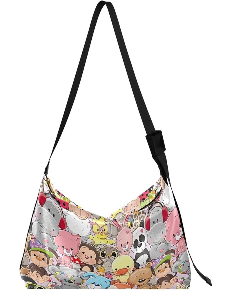 Cute Frog Colorful Pink Leather Hobo Bags for Women Large Crossbody Bags Unique Animal Print Women Hobo Handbags Cute Cartoon...