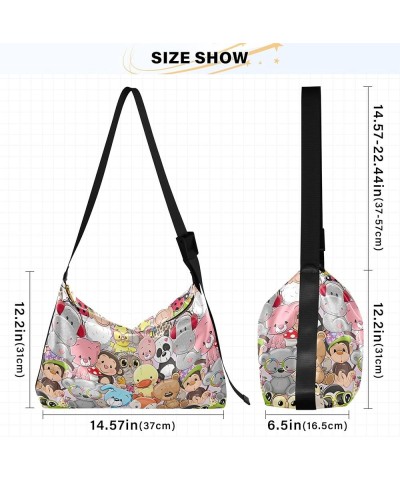 Cute Frog Colorful Pink Leather Hobo Bags for Women Large Crossbody Bags Unique Animal Print Women Hobo Handbags Cute Cartoon...