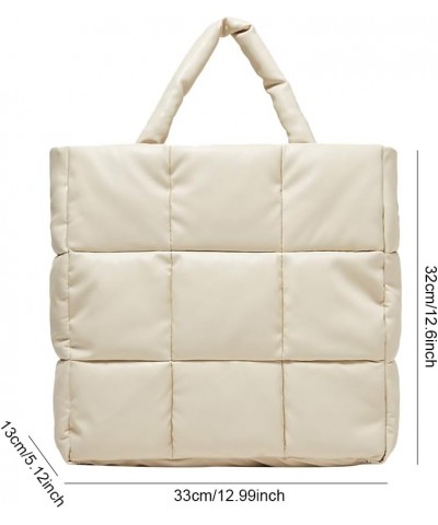 Large Puffer Tote Bag for Women Lightweight Puffy Quilted Shoulder Crossbody Bag Padded Fluffy Tote Handbag for Lady White $2...