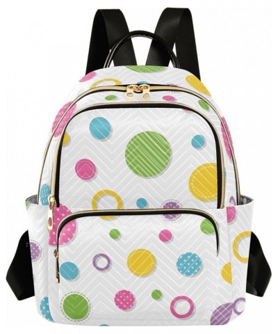 Colorful Circles Polka Dots Women Backpack Purse Shoulder Bag Color Medium $16.50 Backpacks