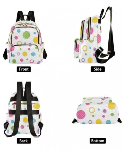 Colorful Circles Polka Dots Women Backpack Purse Shoulder Bag Color Medium $16.50 Backpacks