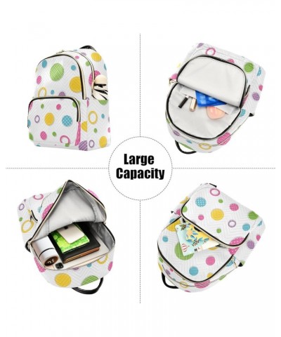 Colorful Circles Polka Dots Women Backpack Purse Shoulder Bag Color Medium $16.50 Backpacks