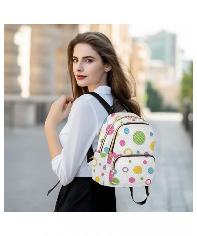 Colorful Circles Polka Dots Women Backpack Purse Shoulder Bag Color Medium $16.50 Backpacks