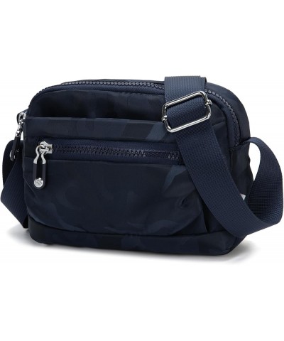 Nylon Small Womens Crossbody Bag Casual Shoulder Handbag Mini Purse With Adjustable Strap Dark Blue Camo $10.99 Crossbody Bags