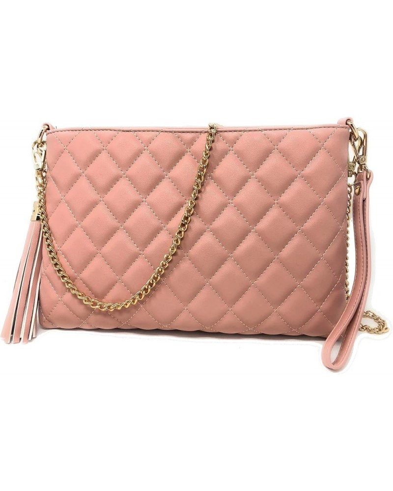 Women's Wristlet Handbags Simple Quilted Small Clutch Crossbody Bag Pink $10.98 Wristlets