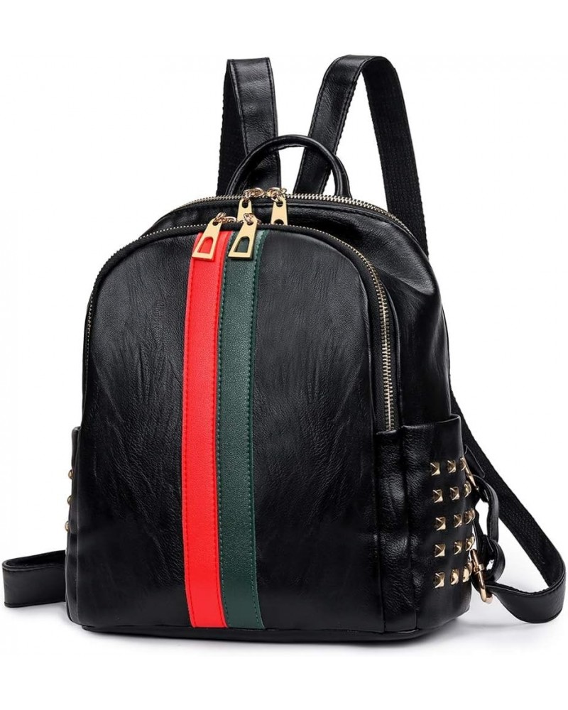 Pu Leather Mini Backpack For Women Purse Cute Daypack Bag Fashion Shoulder Bag A-small Black $16.81 Backpacks