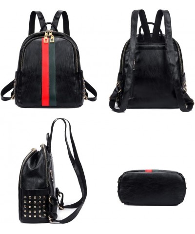 Pu Leather Mini Backpack For Women Purse Cute Daypack Bag Fashion Shoulder Bag A-small Black $16.81 Backpacks